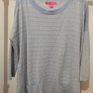 Lilly Pulitzer Blue and Gold Striped Cabo Sweater